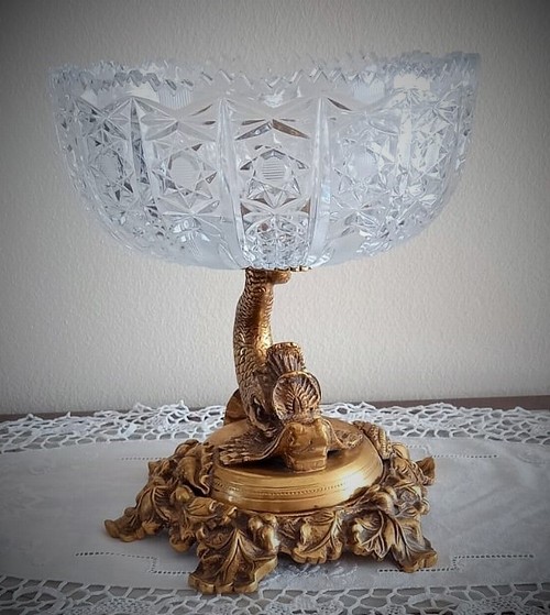 Tritone alzata vintage centrotavola in cristallo c